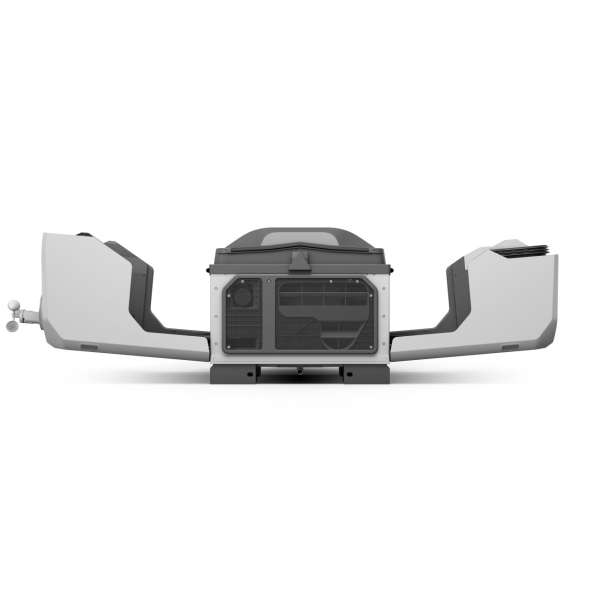 Side view of a DJI Dock 3 opened on a white background